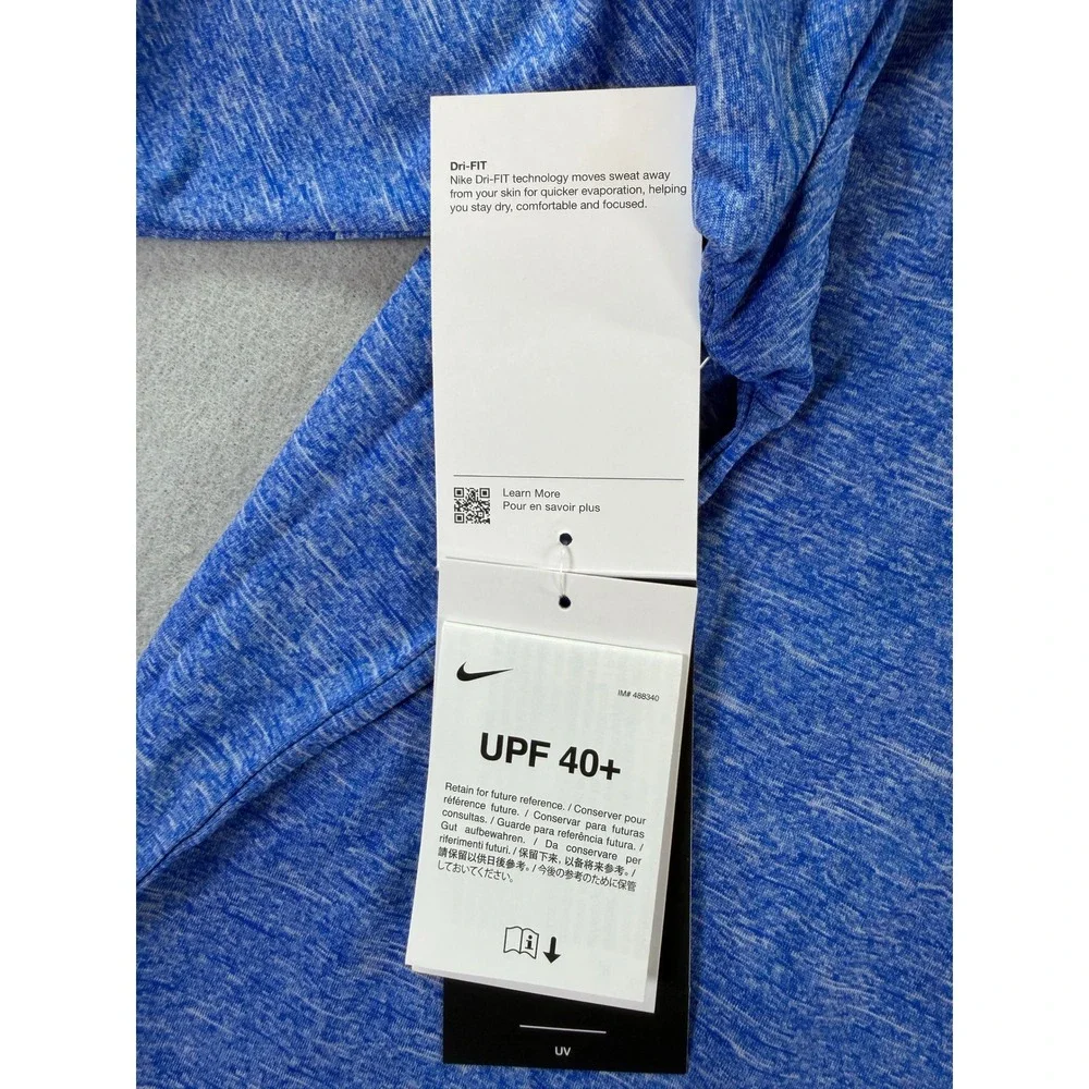 Nike Swim Dri-FIT Heather Long Sleeve Rash Guard Blue UPF 40+ NESSA590-494 XXL